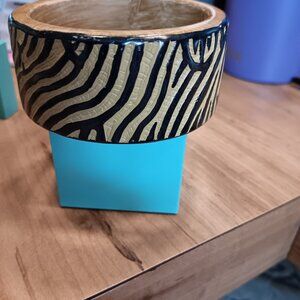 Resin black and tan carved bangle bracelet